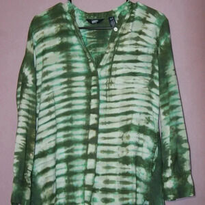 Land's End Long Sleeve Button Up Tie Dyed Shirt